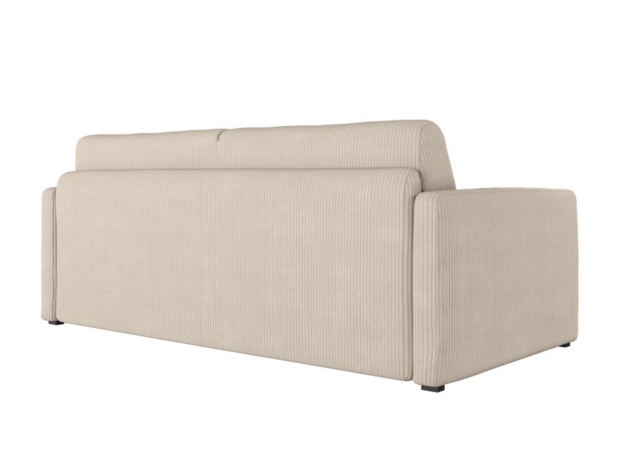 Canapé convertible système couchage express 3 places en velours côtelé - Beige - 160 cm