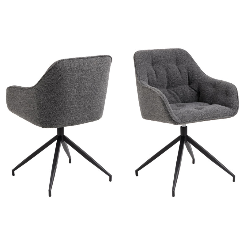 Fauteuil BROOKE  Mét. Noir mat & Tissu Monza anthracite