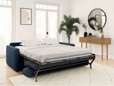 Canapé convertible système couchage express 3 places en velours côtelé - Bleu foncé - 140 cm
