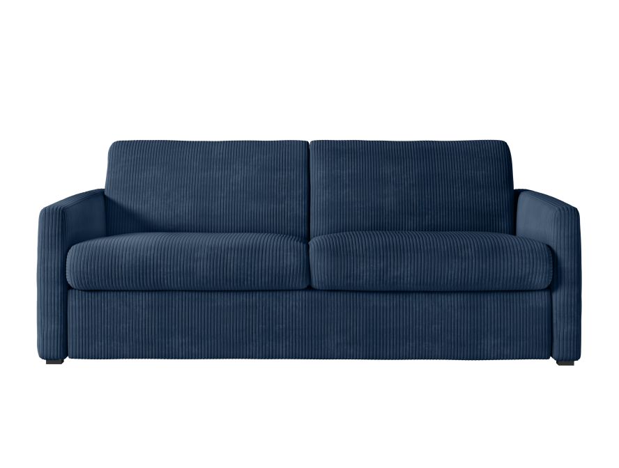 Canapé convertible système couchage express 3 places en velours côtelé - Bleu foncé - 140 cm