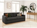 Canapé convertible système couchage express 3 places en velours côtelé - Gris foncé - 140 cm