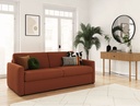 Canapé convertible système couchage express 3 places en velours côtelé - Terracotta - 160 cm