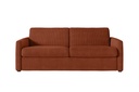 Canapé convertible système couchage express 3 places en velours côtelé - Terracotta - 160 cm