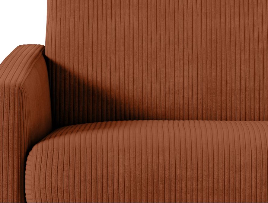 Canapé convertible système couchage express 3 places en velours côtelé - Terracotta - 160 cm