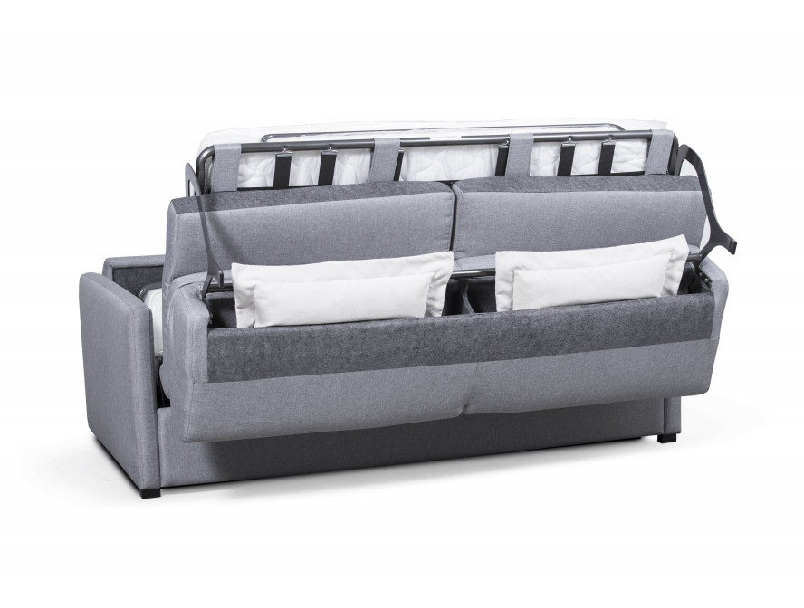Canapé convertible ALYCE système couchage express 3 places en tissu - Gris clair - 140 cm