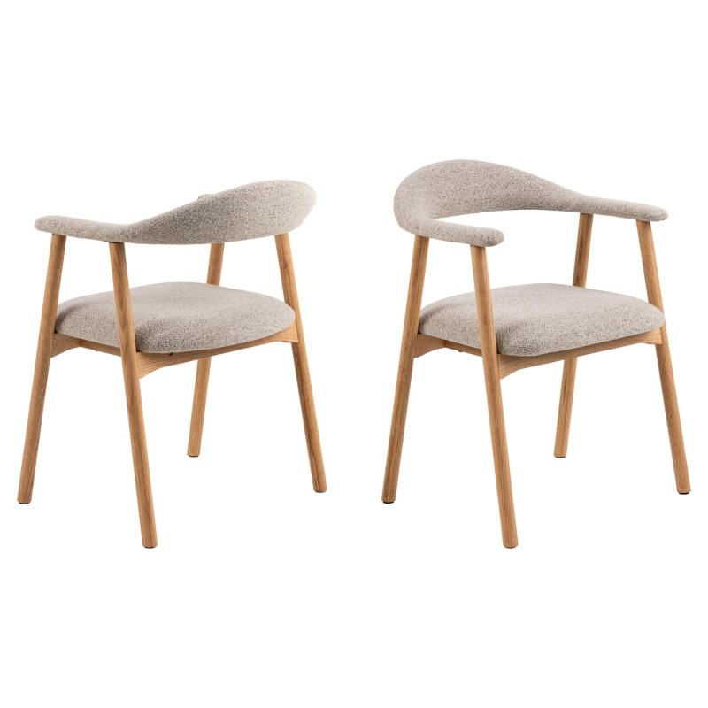  Lot 2 Fauteuils ADDI Chêne huilé & Tissu Monza beige