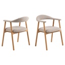  Lot 2 Fauteuils ADDI Chêne huilé & Tissu Monza beige