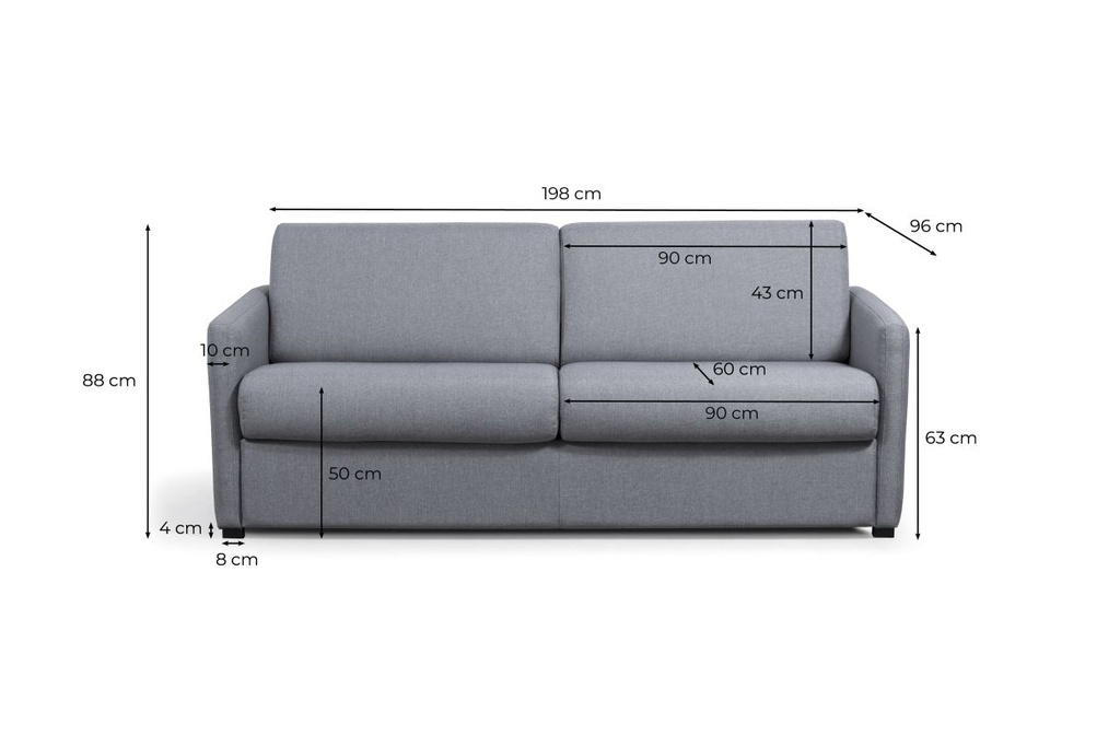 Canapé convertibleALYCE  système couchage express 3 places en tissu - Gris foncé - 160 cm