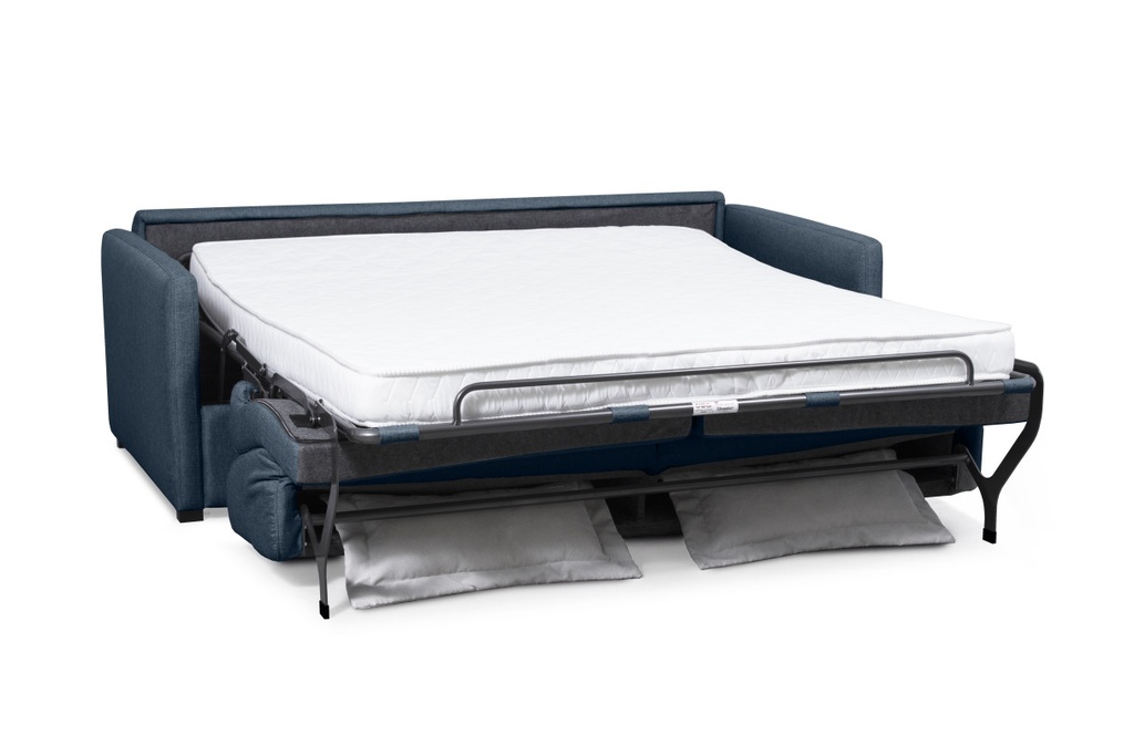 Canapé convertible ALYCE  système couchage express 3 places en tissu - Bleu foncé - 160 cm