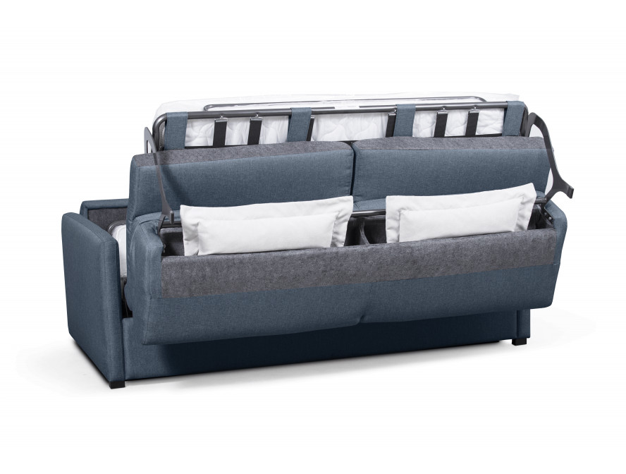 Canapé convertible ALYCE  système couchage express 3 places en tissu - Bleu foncé - 160 cm
