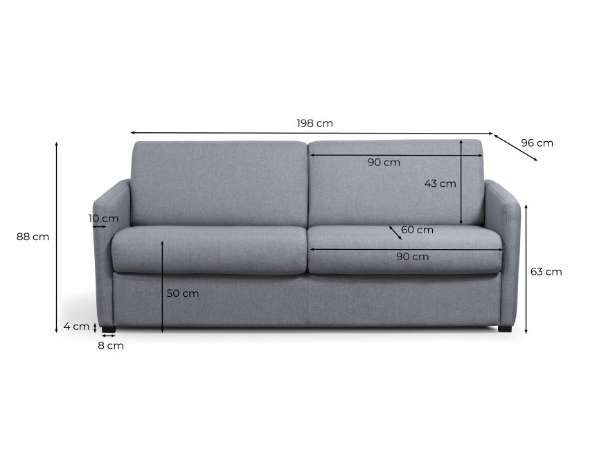 Canapé convertible ALYCE  système couchage express 3 places en tissu - Bleu foncé - 160 cm