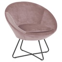 Fauteuil CENTER  Mét. Noir mat & Tissu Vic Dusty rose