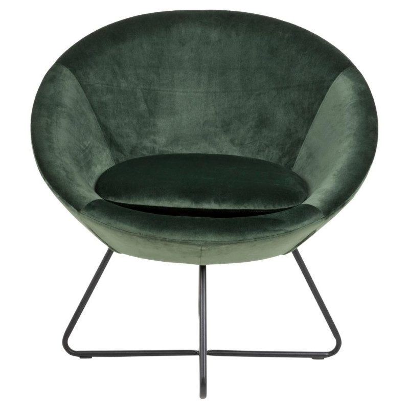 Fauteuil CENTER  Mét. Noir mat & Tissu Vic Vert forêt