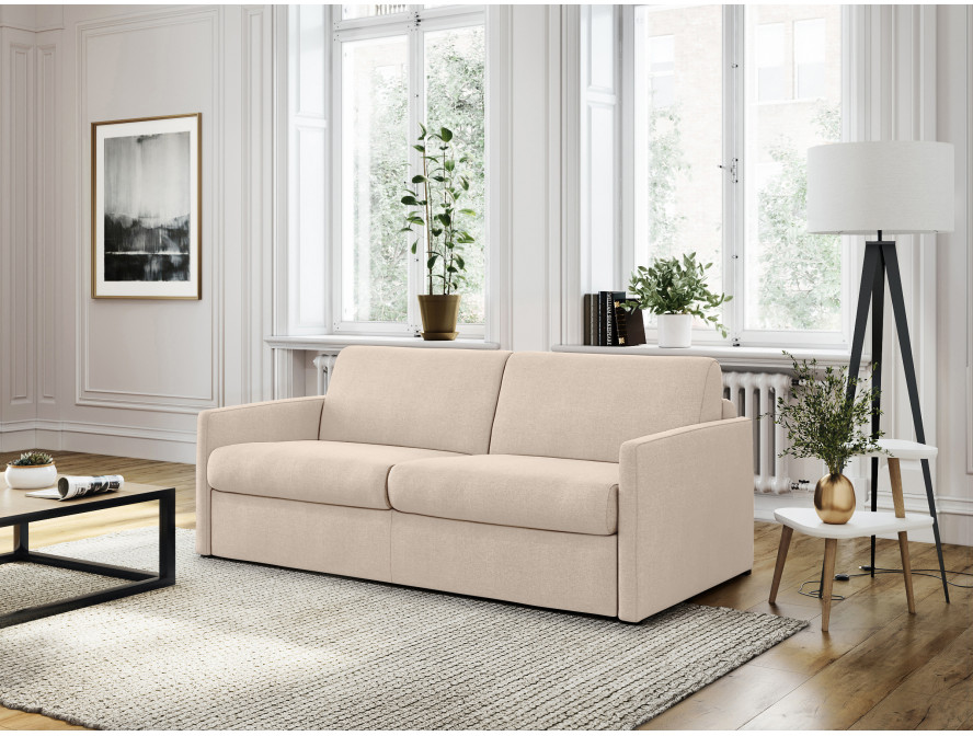 Canapé convertible ALYCE  système couchage express 3 places en tissu - Beige - 160 cm