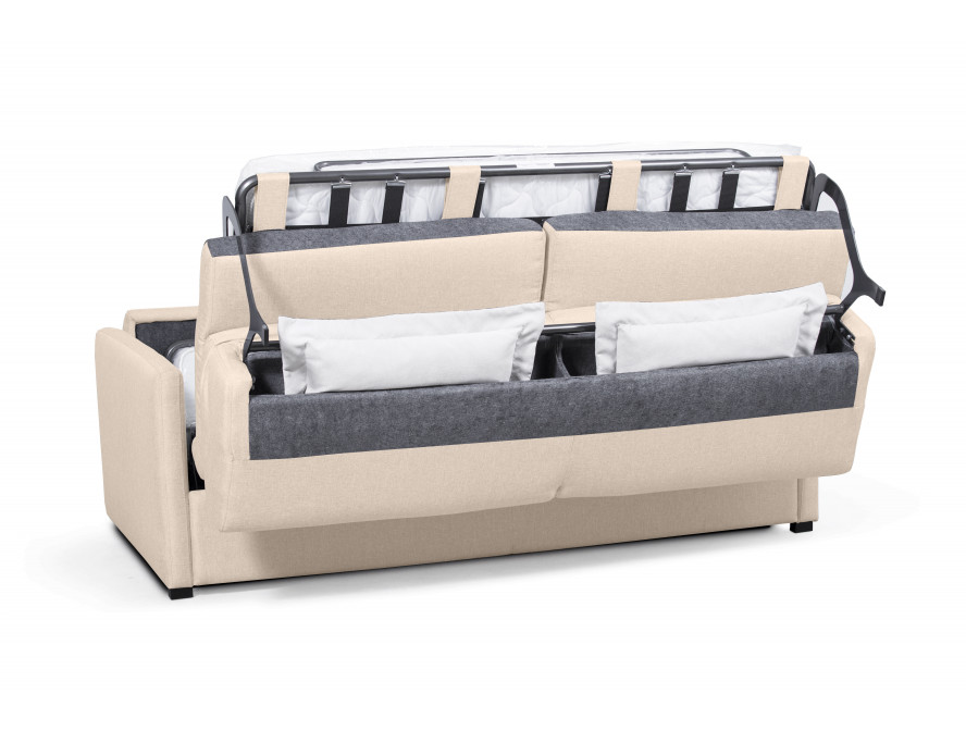 Canapé convertible ALYCE  système couchage express 3 places en tissu - Beige - 160 cm