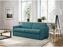 Canapé convertible ALYCE système couchage express 3 places en tissu - Bleu canard - 140 cm
