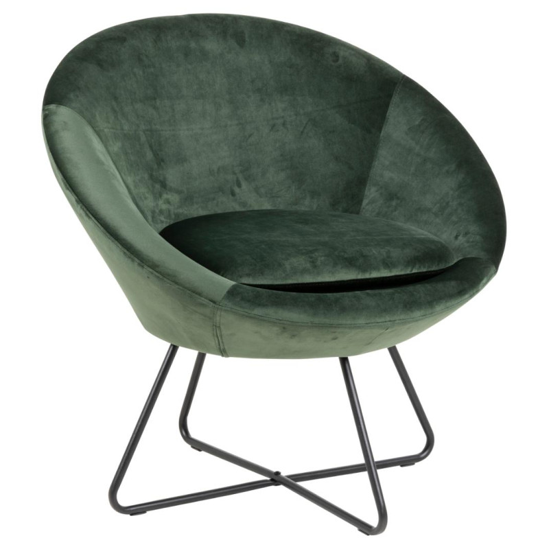 Fauteuil CENTER  Mét. Noir mat & Tissu Vic Vert forêt