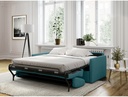 Canapé convertible ALYCE système couchage express 3 places en tissu - Bleu canard - 140 cm