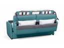 Canapé convertible ALYCE système couchage express 3 places en tissu - Bleu canard - 140 cm