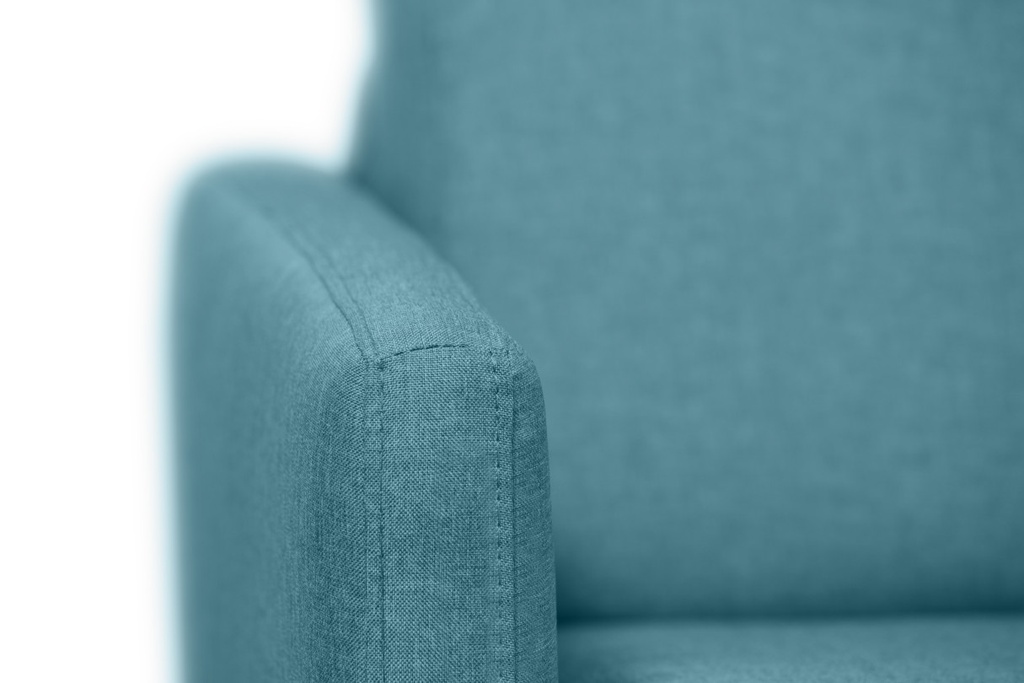 Canapé convertible ALYCE système couchage express 3 places en tissu - Bleu canard - 140 cm