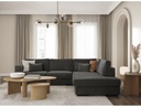 Canapé d'angle XXL BELAGIA 4 places en tissu - Gris foncé - Angle Droit