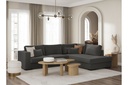 Canapé d'angle XXL BELAGIA 4 places en tissu - Gris foncé - Angle Droit