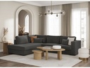 Canapé d'angle XXL BELAGIA  4 places en tissu - Gris foncé - Angle Gauche