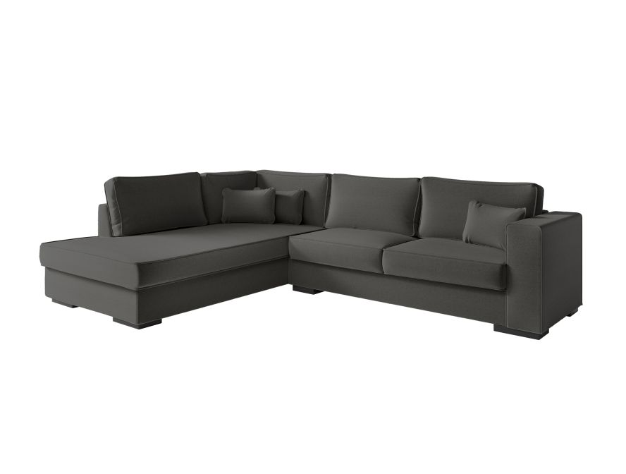Canapé d'angle XXL BELAGIA  4 places en tissu - Gris foncé - Angle Gauche