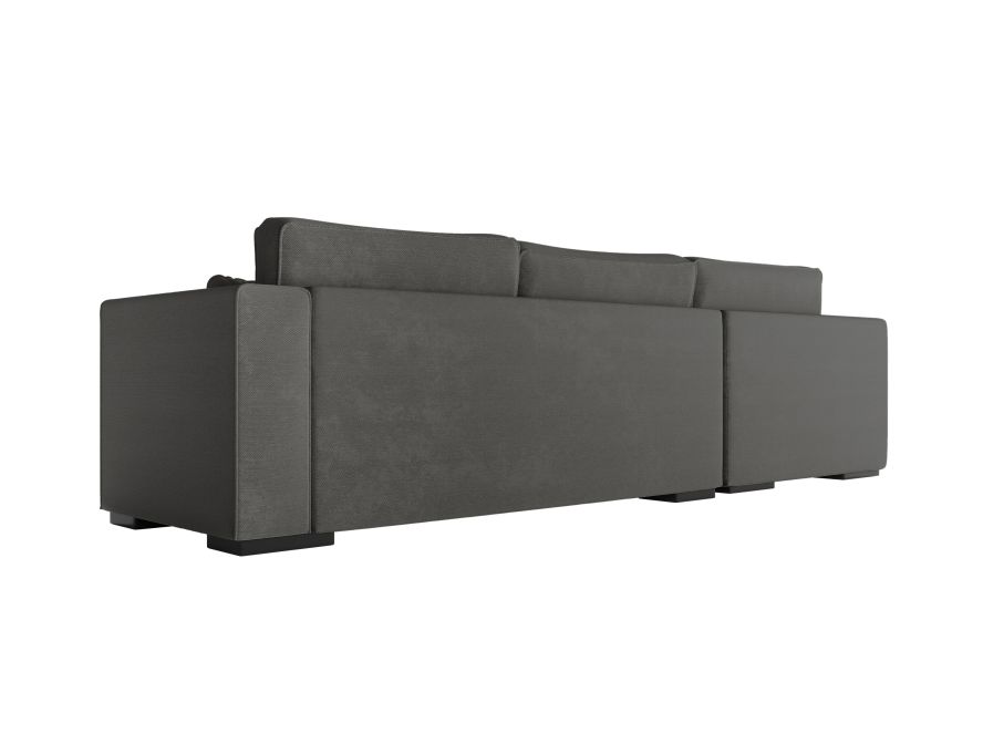 Canapé d'angle XXL BELAGIA  4 places en tissu - Gris foncé - Angle Gauche