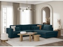 Canapé d'angle XXL BELAGIA  4 places en tissu - Bleu pétrole - Angle Droit