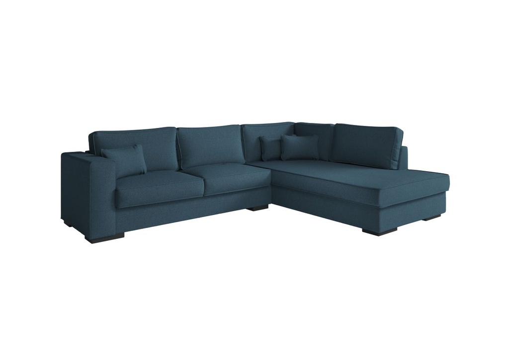Canapé d'angle XXL BELAGIA  4 places en tissu - Bleu pétrole - Angle Droit