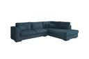 Canapé d'angle XXL BELAGIA  4 places en tissu - Bleu pétrole - Angle Droit