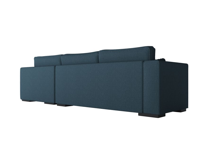 Canapé d'angle XXL BELAGIA  4 places en tissu - Bleu pétrole - Angle Droit