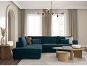 Canapé d'angle XXL BELAGIA 4 places en tissu - Bleu pétrole - Angle Gauche