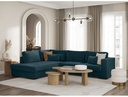 Canapé d'angle XXL BELAGIA 4 places en tissu - Bleu pétrole - Angle Gauche