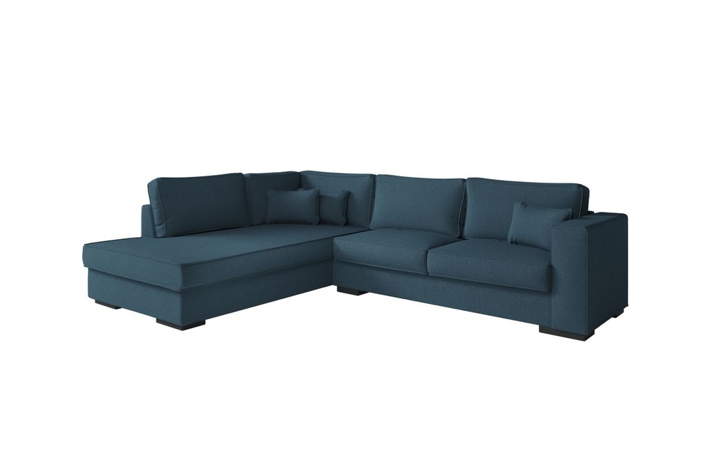 Canapé d'angle XXL BELAGIA 4 places en tissu - Bleu pétrole - Angle Gauche