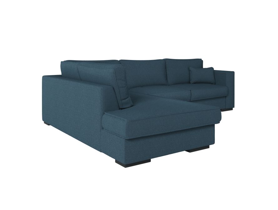Canapé d'angle XXL BELAGIA 4 places en tissu - Bleu pétrole - Angle Gauche