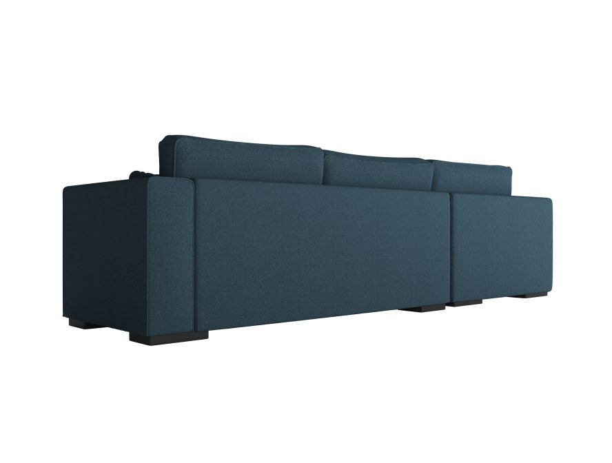 Canapé d'angle XXL BELAGIA 4 places en tissu - Bleu pétrole - Angle Gauche