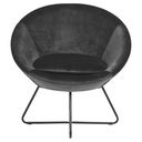 Fauteuil CENTER Mét. Noir mat & Tissu Vic gris foncé