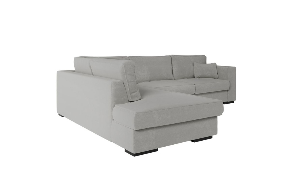 Canapé d'angle XXL BELAGIA 4 places en tissu - Gris clair - Angle Gauche