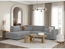 Canapé d'angle XXL BELAGIA 4 places en tissu - Gris clair - Angle Gauche