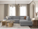 Canapé d'angle XXL BELAGIA 4 places en tissu - Gris clair - Angle Droit