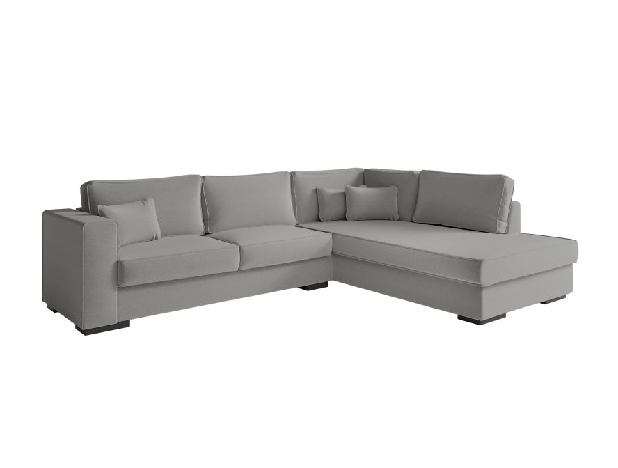 Canapé d'angle XXL BELAGIA 4 places en tissu - Gris clair - Angle Droit