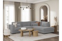 Canapé d'angle XXL BELAGIA 4 places en tissu - Gris clair - Angle Droit