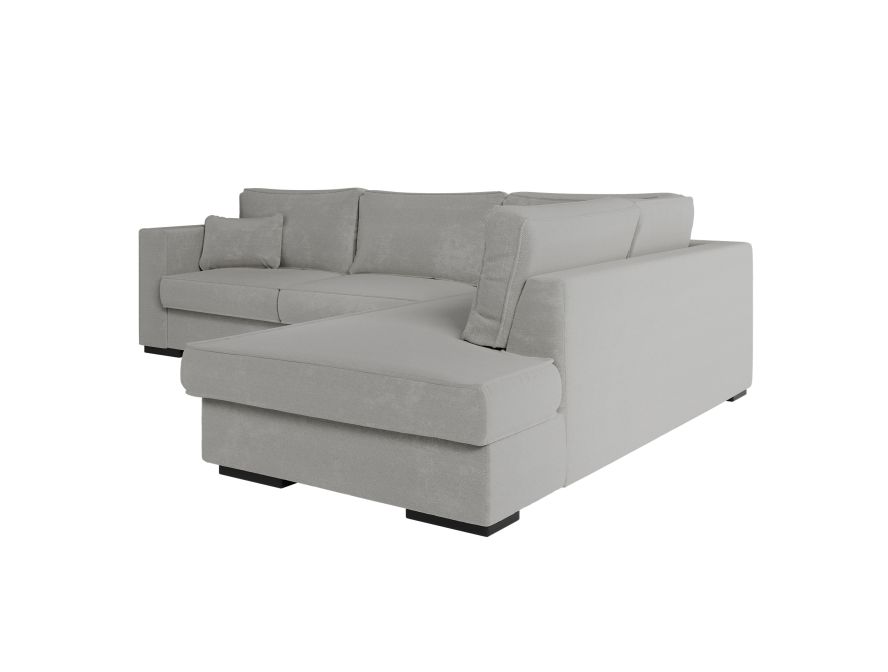 Canapé d'angle XXL BELAGIA 4 places en tissu - Gris clair - Angle Droit