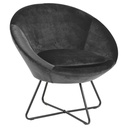 Fauteuil CENTER Mét. Noir mat & Tissu Vic gris foncé