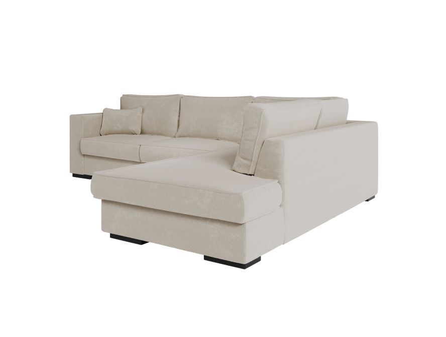 Canapé d'angle XXL BELAGIA  4 places en tissu - Beige - Angle Droit