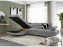 Canapé d'angle convertible RIO 5 places avec coffre de rangement en tissu - Gris clair - Angle Gauche