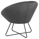 Fauteuil CENTER Mét. Noir mat & Tissu Vic gris foncé