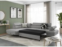 Canapé d'angle convertible RIO 5 places avec coffre de rangement en tissu - Gris clair - Angle Gauche